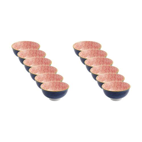 12PK Mikasa Red and Blue Arc Stoneware Nibble Bowl 12cm Dishwasher Microwave