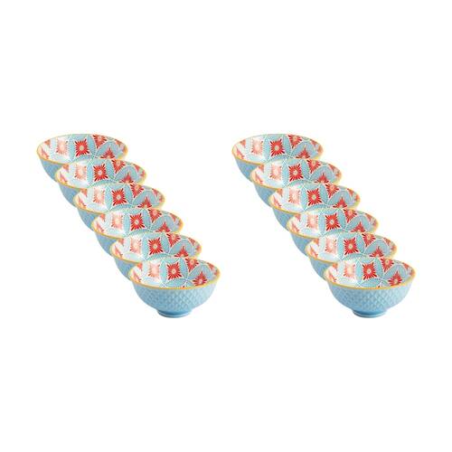 12PK Mikasa Blue Mosaic Stoneware Nibble Bowl 12cm Dishwasher Microwave Safe