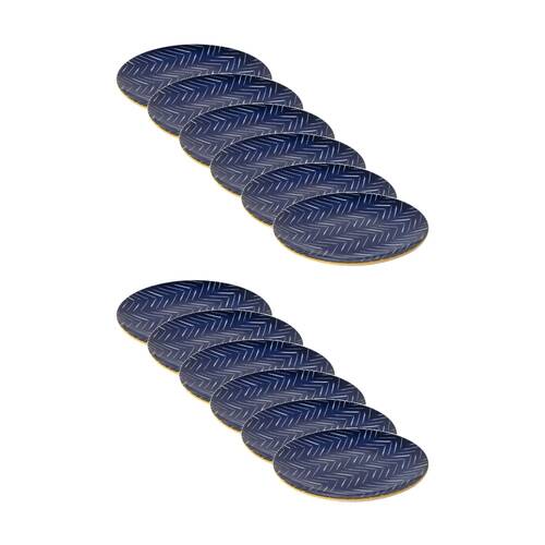 12PK Mikasa Indigo Chevron Stoneware Side Plate 18cm Dishwasher Microwave Safe