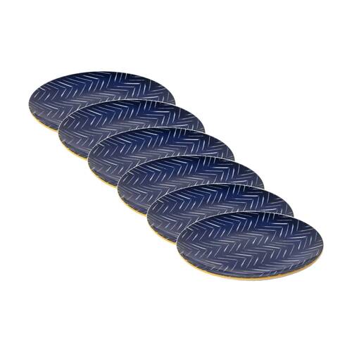 6PK Mikasa Indigo Chevron Stoneware Side Plate 18cm Dishwasher Microwave Safe