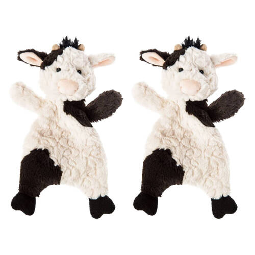 2PK Mary Meyer Nursery Cow Lovey Baby Plush Cuddle Toy Blanket Black/White 28cm