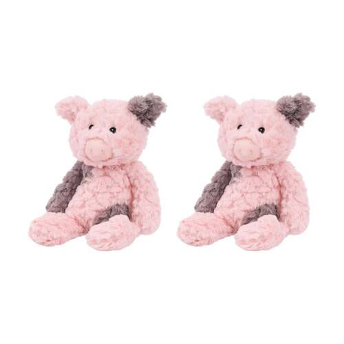 2PK Mary Meyer Nursery Piglet Putty Plush Weighted Animal Toy Pink/Brown 28cm