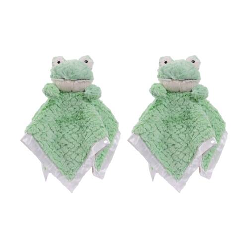 2PK Mary Meyer Nursery Mint Frog Plush Character Cuddle Toy/Satin Blanket 33cm