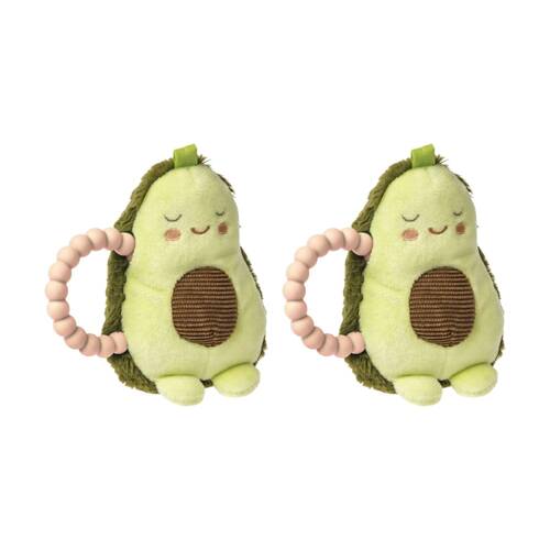 2PK Mary Meyer Sweet Soothies Avocado Soft Plush Rattle & Silicone Teether 12cm
