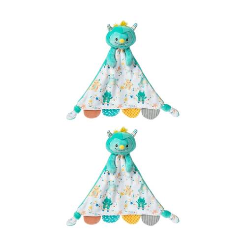 2PK Mary Meyer Mookie Monster Soft Plush Activity Toy & Cuddle Blanket Aqua 30cm