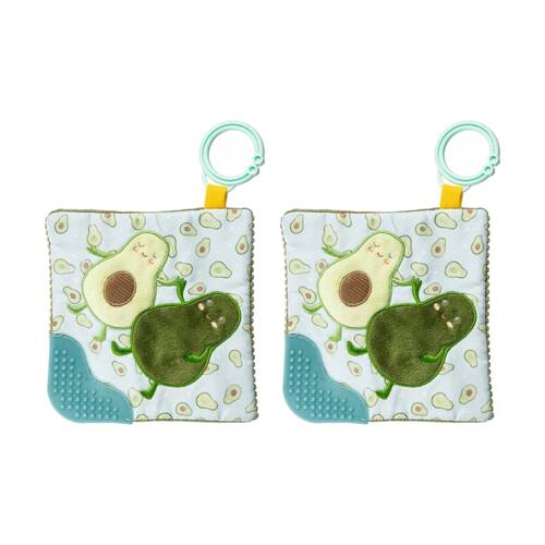2PK Mary Meyer Sweet Soothies Avocado Soft Plush Crinkle Teether Green With Hook