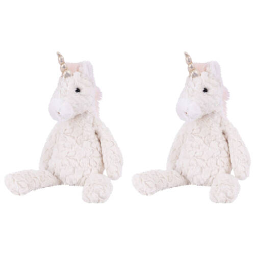 2PK Mary Meyer Cream Unicorn Putty Plush Weighted Fabric Beans Animal Toy 28cm