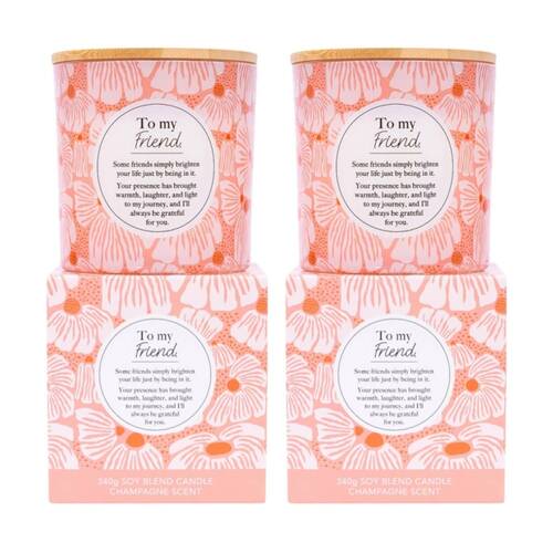2PK Meaningful Melts Soy Wax Blend Champagne Scented Candle To My Friend 340g