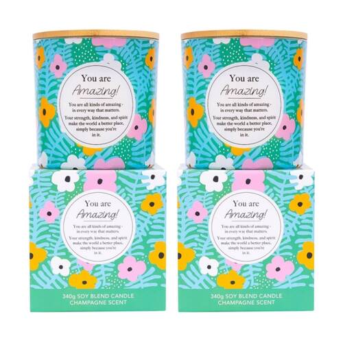 2PK Meaningful Melts Soy Wax Blend Champagne Scented Candle You Are Amazing 340g