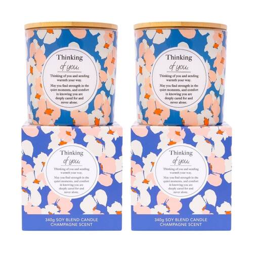 2PK Meaningful Melts Soy Wax Blend Champagne Scented Candle Thinking of You 340g
