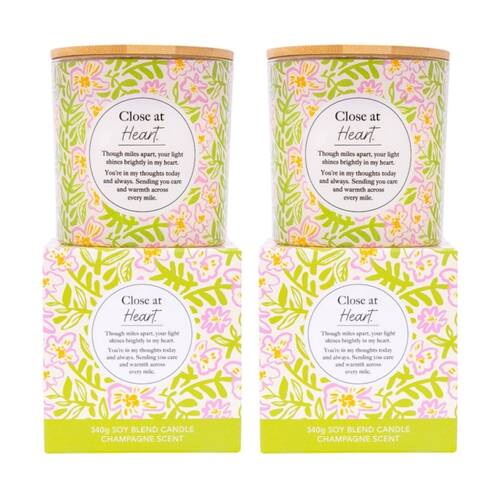 2PK Meaningful Melts Soy Wax Blend Champagne Scented Candle Close At Heart 340g
