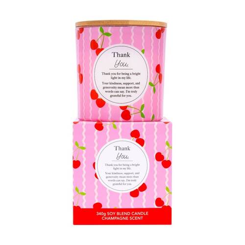 Meaningful Melts Soy Wax Blend Champagne Scented Candle Thank You 340g