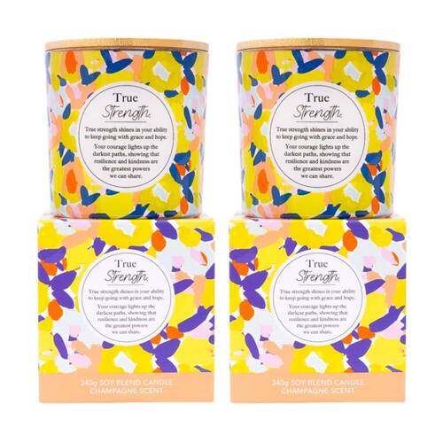 2PK Meaningful Melts Soy Wax Blend Champagne Scented Candle True Strength 340g