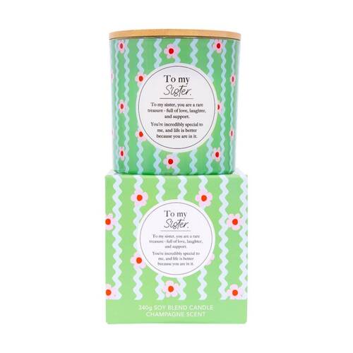 Meaningful Melts Soy Wax Blend Champagne Scented Candle To My Sister 340g