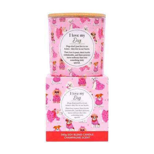 Meaningful Melts Soy Wax Blend Champagne Scented Candle I Love My Dog 340g