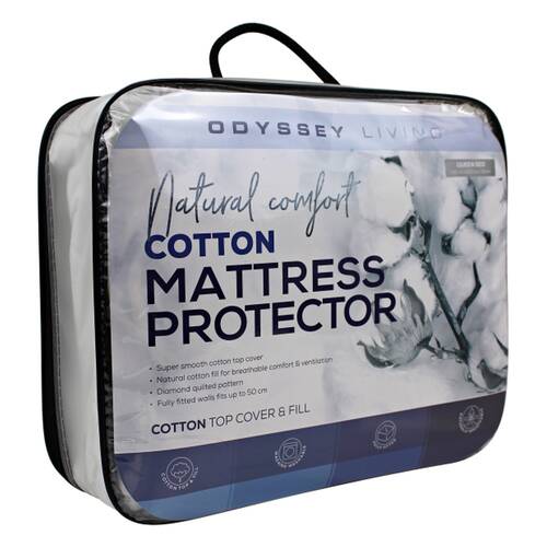 Odyssey Living Cotton Duvet/Quilted Mattress Protector Top Cover White