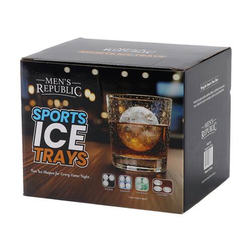 4pc Men's Republic Sports Ice Cube Trays Set Range of Designs To Make