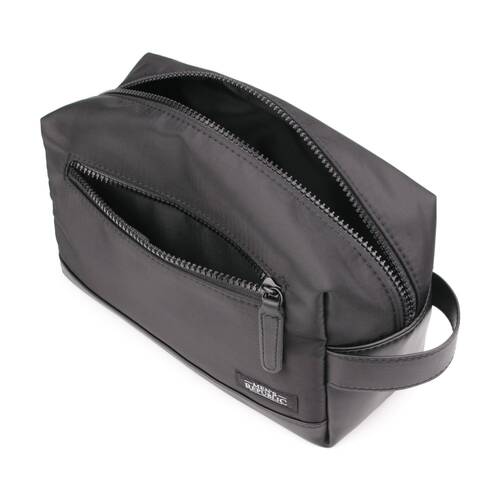 Men's Republic Nylon Toiletry Bag Compact Travel Pouch Black 25x10x14cm