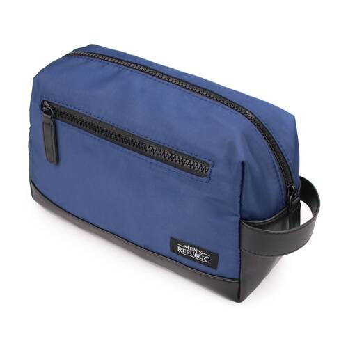 Men's Republic Nylon Toiletry Bag Compact Travel Pouch Blue 25x10x14cm