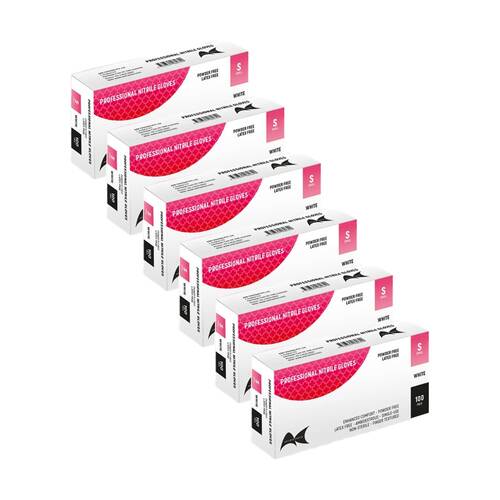 6x 100pc Artist Choice Nitrile Gloves Powder Latex Textured White Small