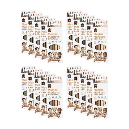 20x 6pc Educational Colours Master Skin Tone Markers Pack Kids 3y+