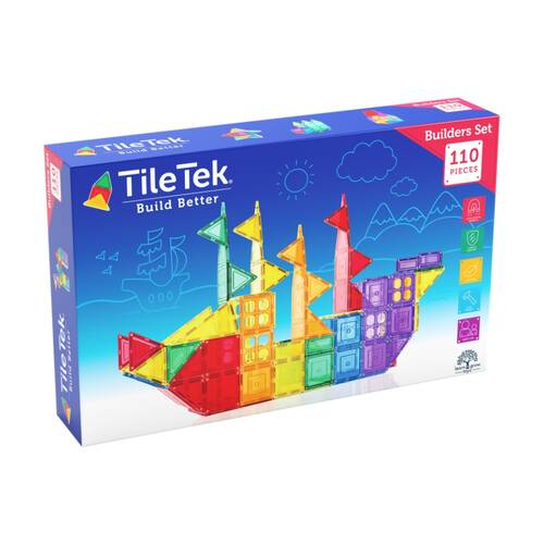 110pc TileTek Builders Set Magnetic Tiles Creative Building Blocks