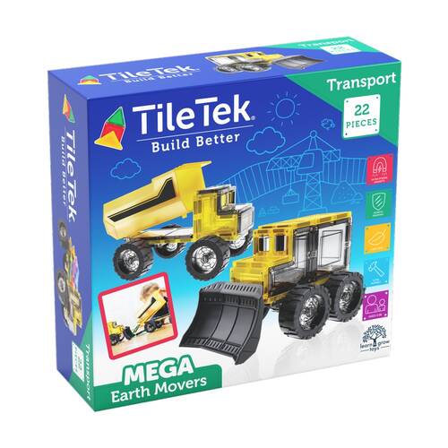  22pc TileTek Mega Earth Movers Construction Toy Set Magnetic