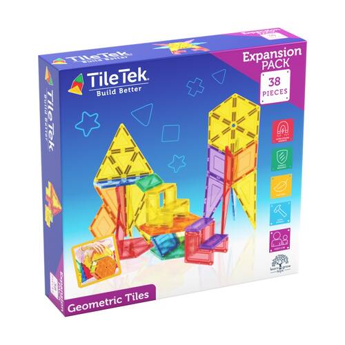  38pc TileTek Geometric Tiles Set Magnetic Building Blocks