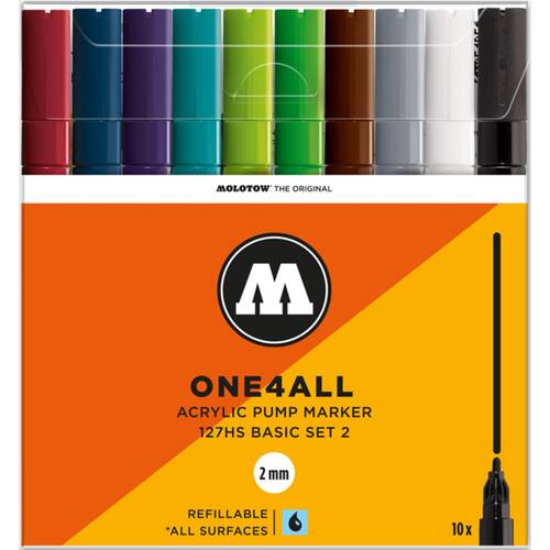 10pc Molotow One4All Basic Art/Craft Drawing Pen Markers 2mm Multicolour