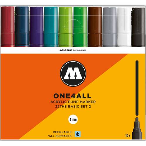 10pc Molotow One4All Basic Art/Craft Drawing Pen Markers 4mm Multicolour