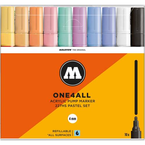 10pc Molotow One4All Pastel Art/Craft Drawing Pen Markers 4mm Multicolour