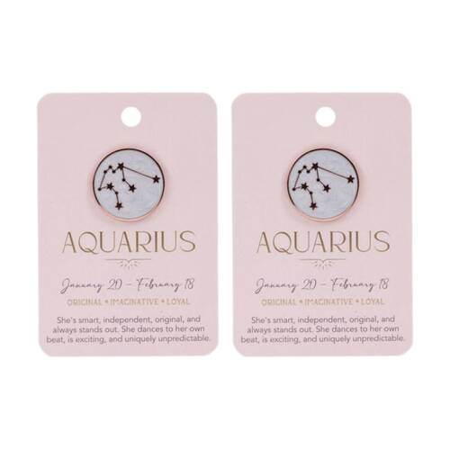 2PK Splosh Zodiac Sign Ceramic Keepsake Pin Rose Gold Enamel Aquarius 3x1x2.5cm
