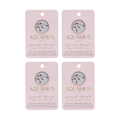4PK Splosh Zodiac Sign Ceramic Keepsake Pin Rose Gold Enamel Aquarius 3x1x2.5cm