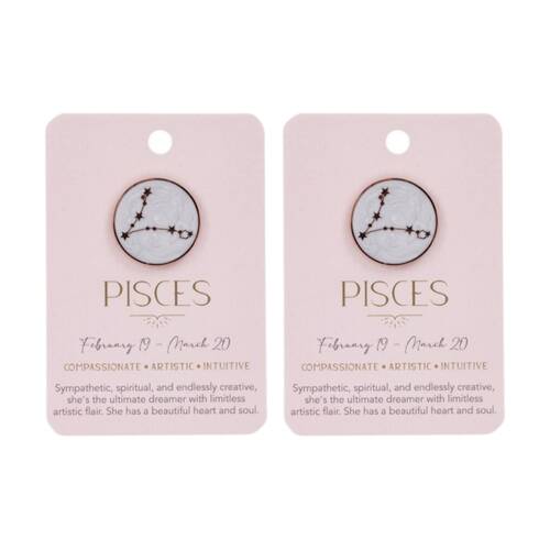 2PK Splosh Zodiac Sign Ceramic Keepsake Pin Rose Gold Enamel Pisces 3x1x2.5cm