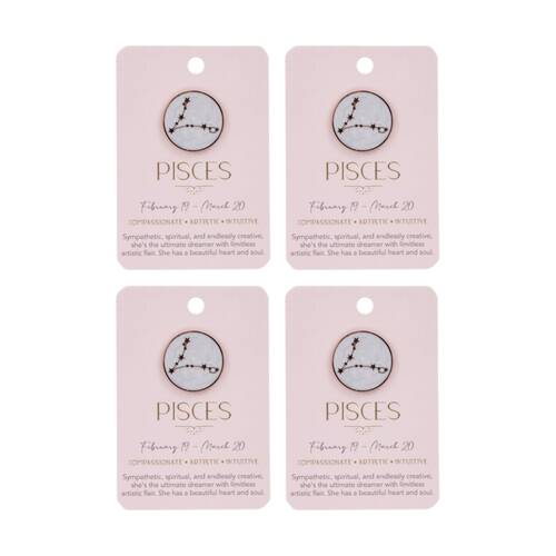 4PK Splosh Zodiac Sign Ceramic Keepsake Pin Rose Gold Enamel Pisces 3x1x2.5cm
