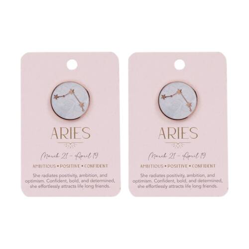 2PK Splosh Zodiac Sign Ceramic Keepsake Pin Rose Gold Enamel Aries 3x1x2.5cm