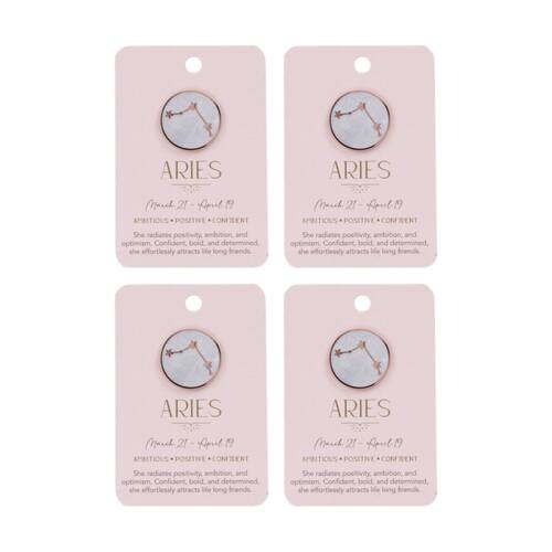 4PK Splosh Zodiac Sign Ceramic Keepsake Pin Rose Gold Enamel Aries 3x1x2.5cm