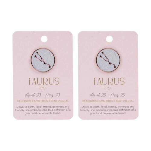 2PK Splosh Zodiac Sign Ceramic Keepsake Pin Rose Gold Enamel Taurus 3x1x2.5cm