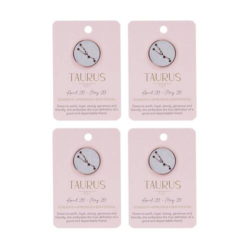 4PK Splosh Zodiac Sign Ceramic Keepsake Pin Rose Gold Enamel Taurus 3x1x2.5cm