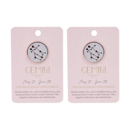 2PK Splosh Zodiac Sign Ceramic Keepsake Pin Rose Gold Enamel Gemini 3x1x2.5cm