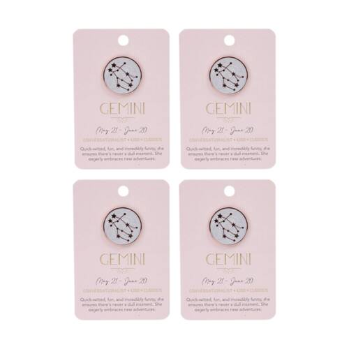 4PK Splosh Zodiac Sign Ceramic Keepsake Pin Rose Gold Enamel Gemini 3x1x2.5cm