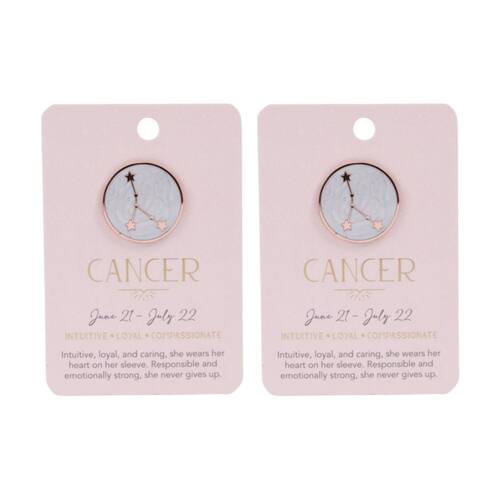 2PK Splosh Zodiac Sign Ceramic Keepsake Pin Rose Gold Enamel Cancer 3x1x2.5cm