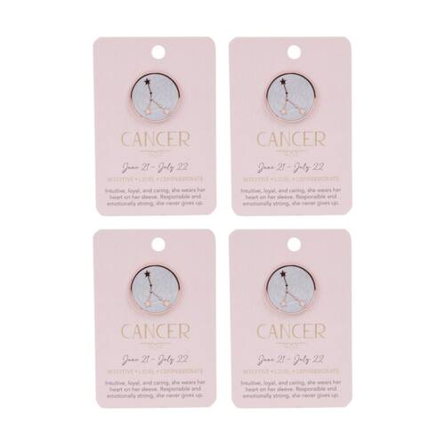 4PK Splosh Zodiac Sign Ceramic Keepsake Pin Rose Gold Enamel Cancer 3x1x2.5cm