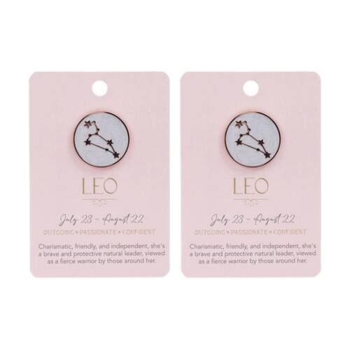 2PK Splosh Zodiac Sign Ceramic Keepsake Pin Rose Gold Enamel Leo 3x1x2.5cm