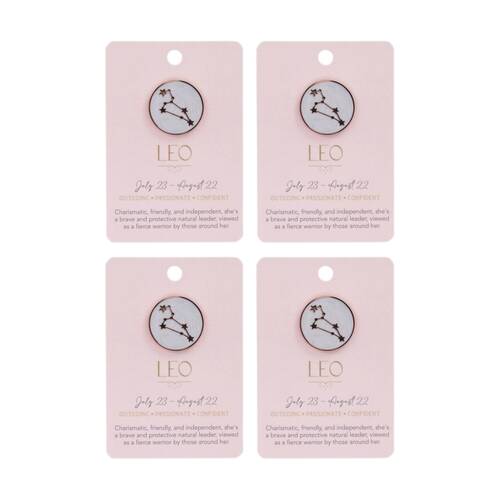 4PK Splosh Zodiac Sign Ceramic Keepsake Pin Rose Gold Enamel Leo 3x1x2.5cm