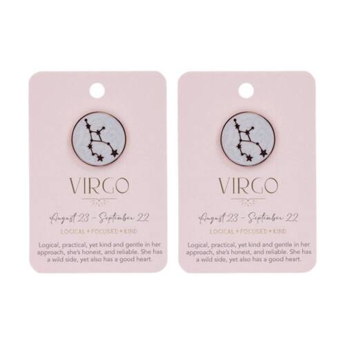 2PK Splosh Zodiac Sign Ceramic Keepsake Pin Rose Gold Enamel Virgo 3x1x2.5cm