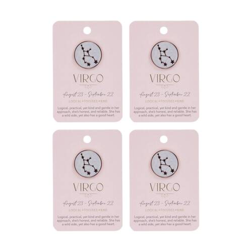 4PK Splosh Zodiac Sign Ceramic Keepsake Pin Rose Gold Enamel Virgo 3x1x2.5cm