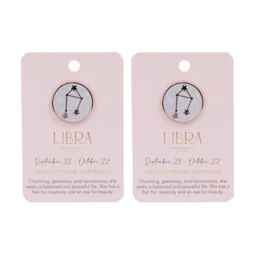 2PK Splosh Zodiac Sign Ceramic Keepsake Pin Rose Gold Enamel Libra 3x1x2.5cm