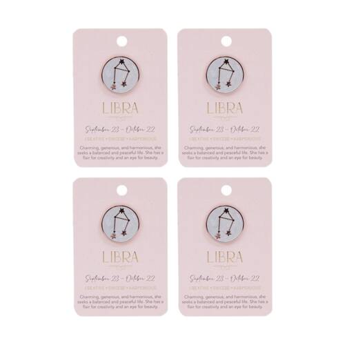 4PK Splosh Zodiac Sign Ceramic Keepsake Pin Rose Gold Enamel Libra 3x1x2.5cm