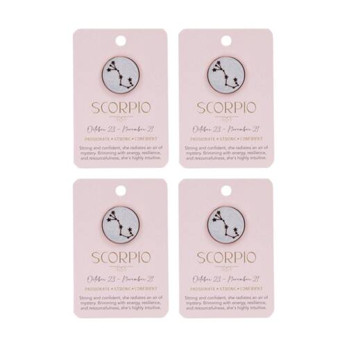 4PK Splosh Zodiac Sign Ceramic Keepsake Pin Rose Gold Enamel Scorpio 3x1x2.5cm